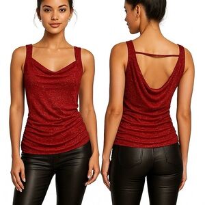 Guess Women Sleeveless Sparkly Party Tunic Tops